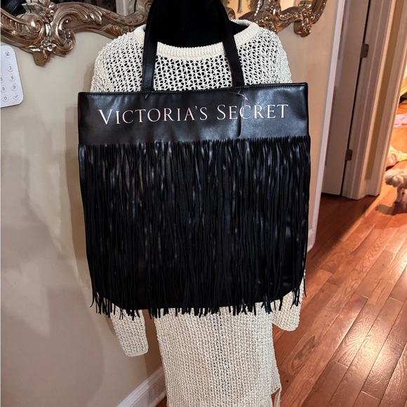 Victoria's Secret Black Tote with Fringe - Picture 1 of 2